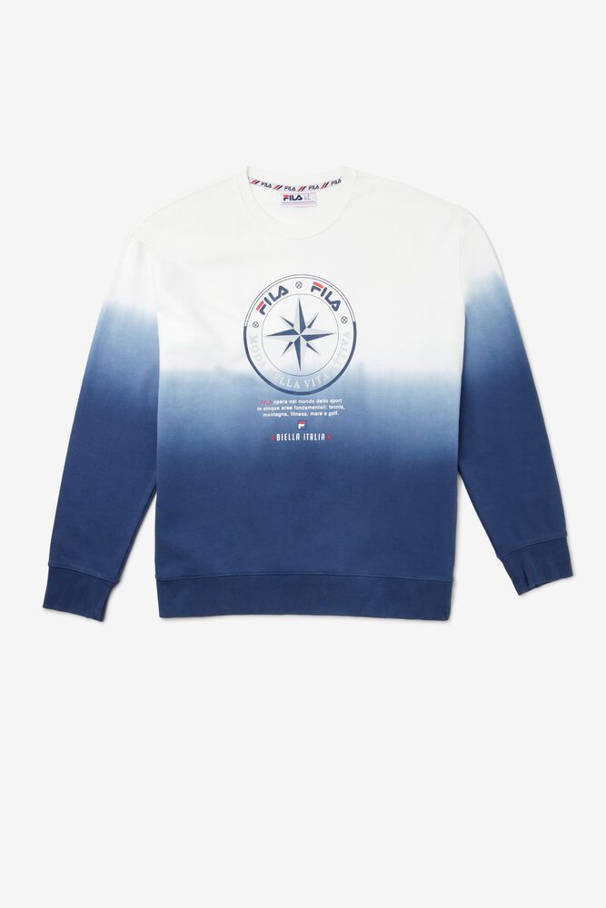 Fila Angus White/Navy Sweatshirt Womens - NZ 27439-PMXD